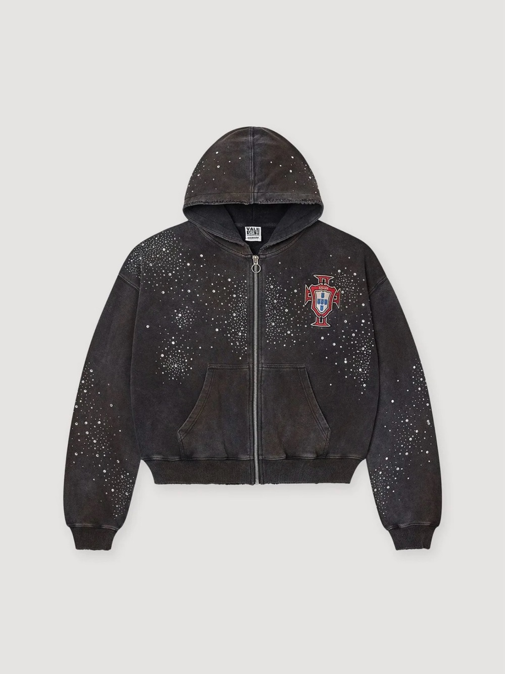 Vale forever Black Zip Hoodie Jacket with Crest